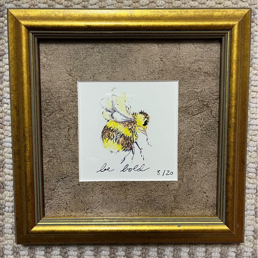 Gold Framed Bee Illustration